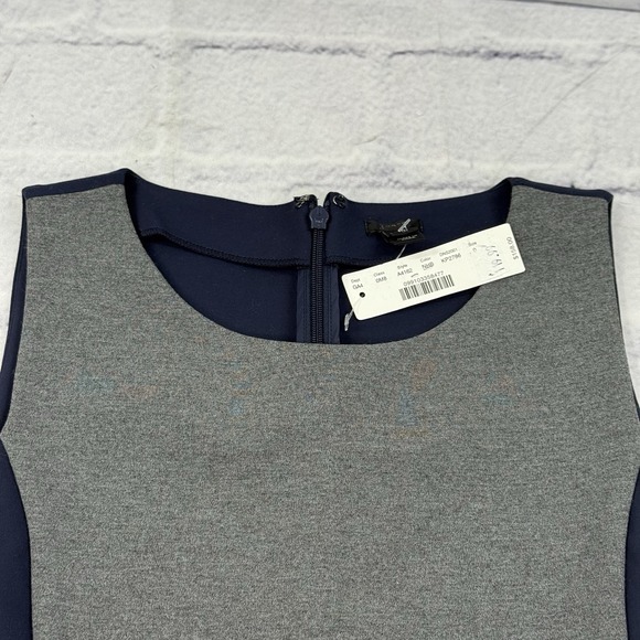 J Crew Sleeveless Ponte Knit Dress Size 0 Navy Gray Colorblock Ruffle Hem A4162 - Picture 13 of 14